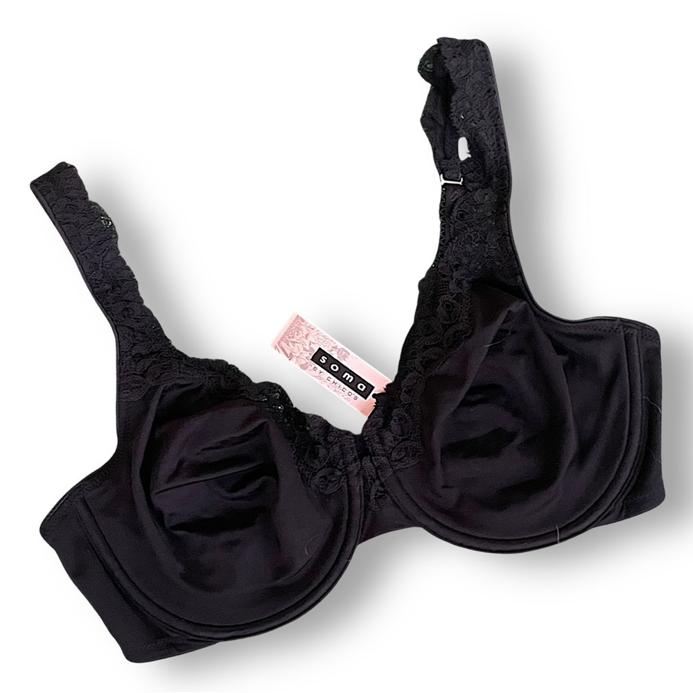 Vintage NWT Soma Black Lace Underwire Support Bra